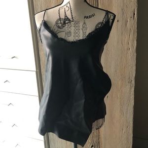 Faux Leather and knit camisole with lace detail